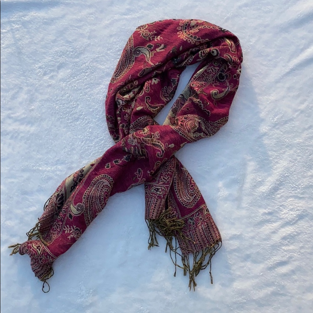 Pink and gold print scarf